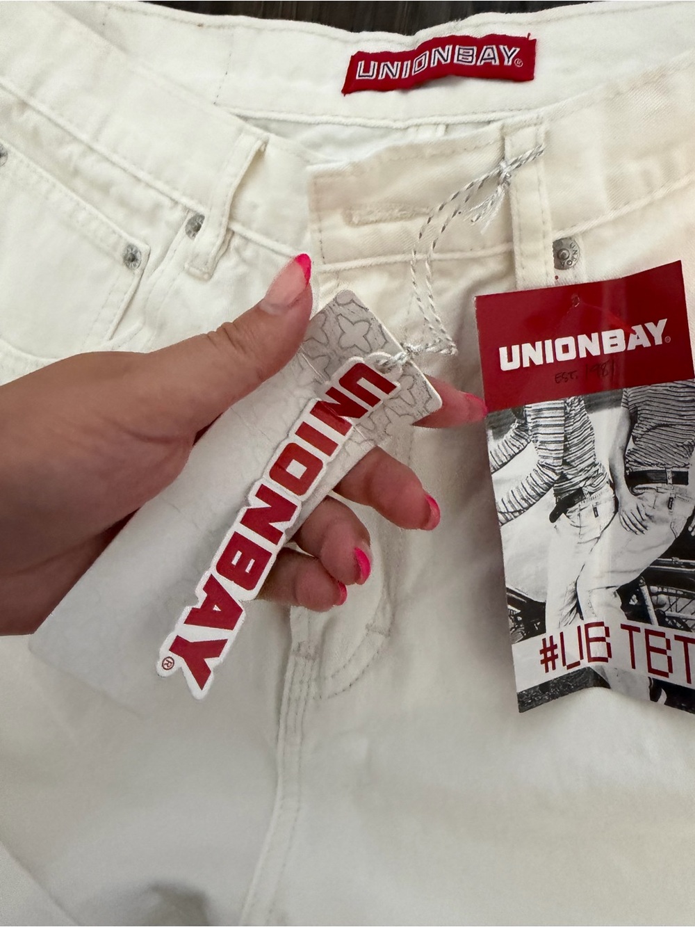 UNIONBAY || UB tab denim shorts in white - Picture 4 of 7
